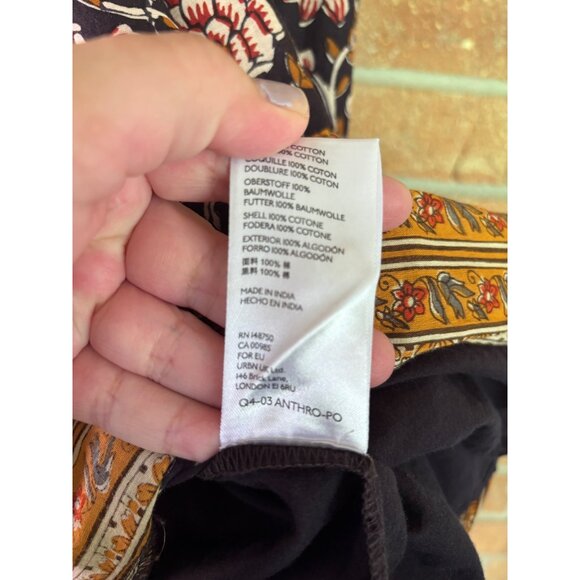 Anthropologie Almeria Ruffled Mini Dress By Othilia Cotton Black/Floral Print - Picture 13 of 13